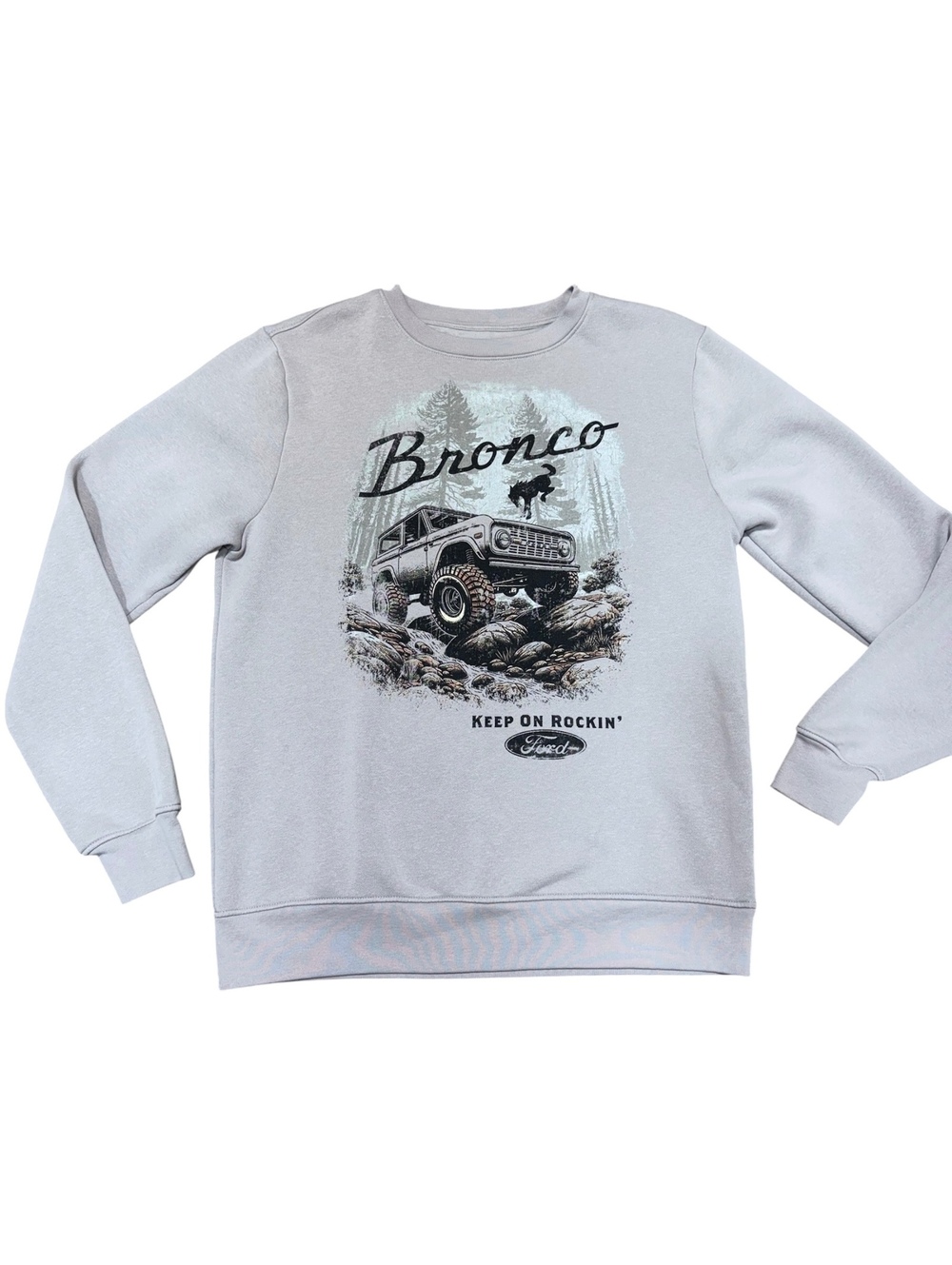 Ford Bronco Mens Sweatshirt M Gray Off Road Graphic Keep On Rockin Crewneck